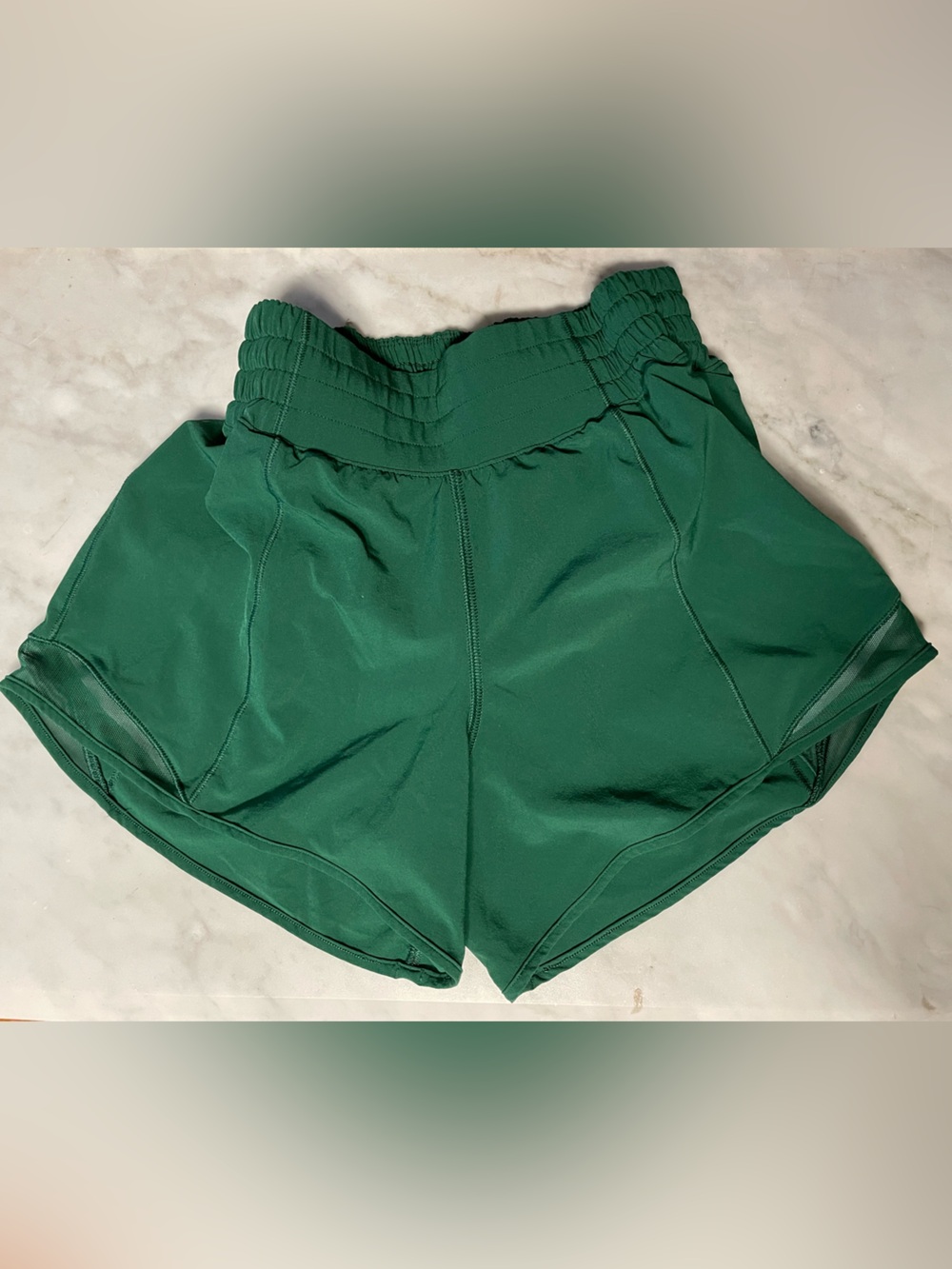 lululemon athletica hotty hot four inch Forest Green Running Shorts